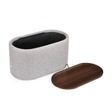 Dennis Center Table with Storage and 2 Poufs- Grey