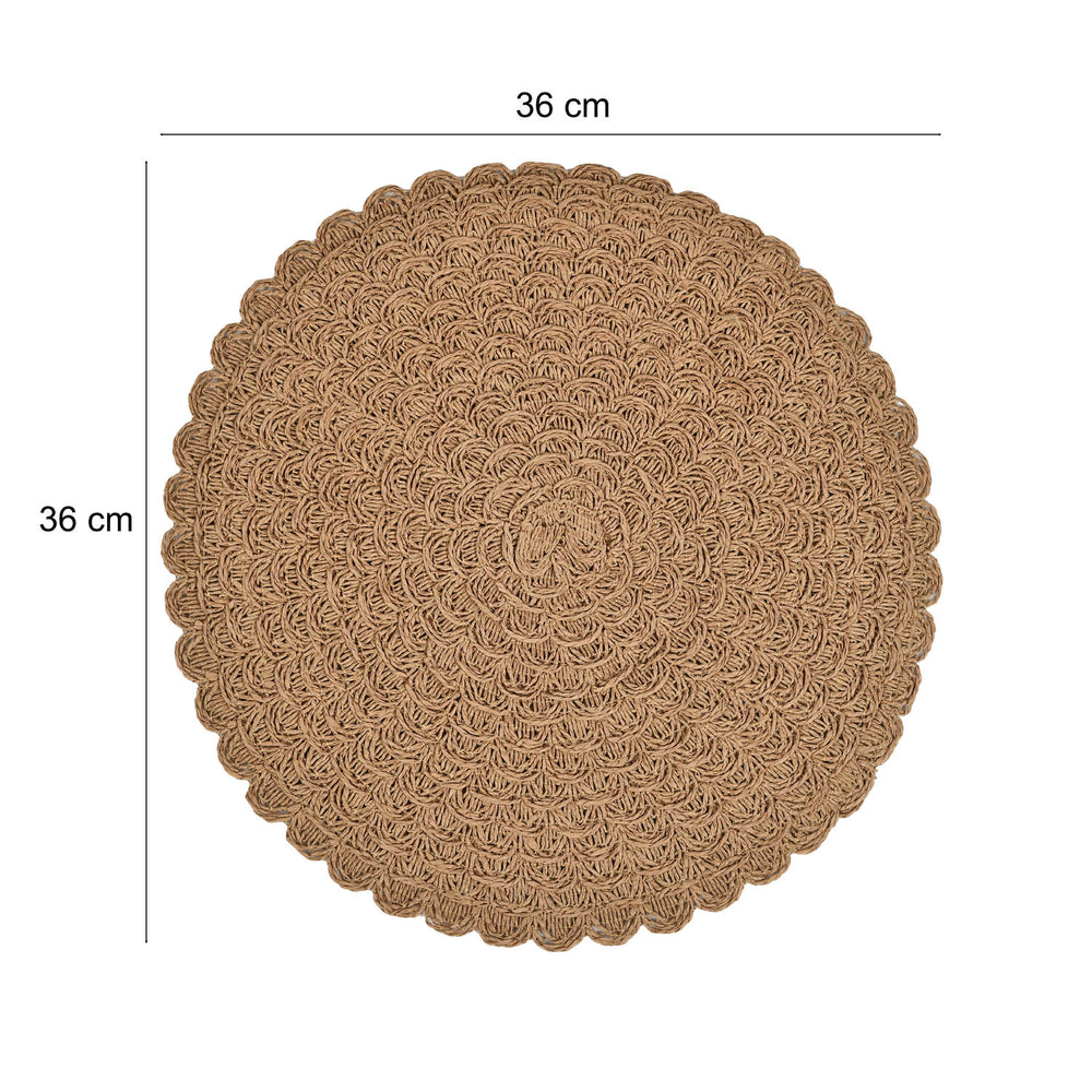 Round Weave Set of 4 Table Placemat- Beige