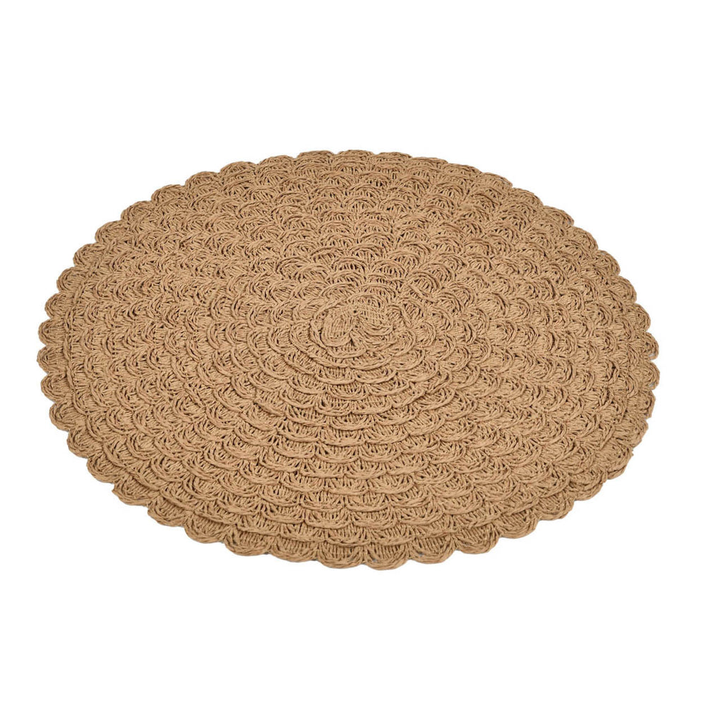 Round Weave Set of 4 Table Placemat- Beige