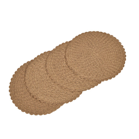 Round Weave Set of 4 Table Placemat- Beige