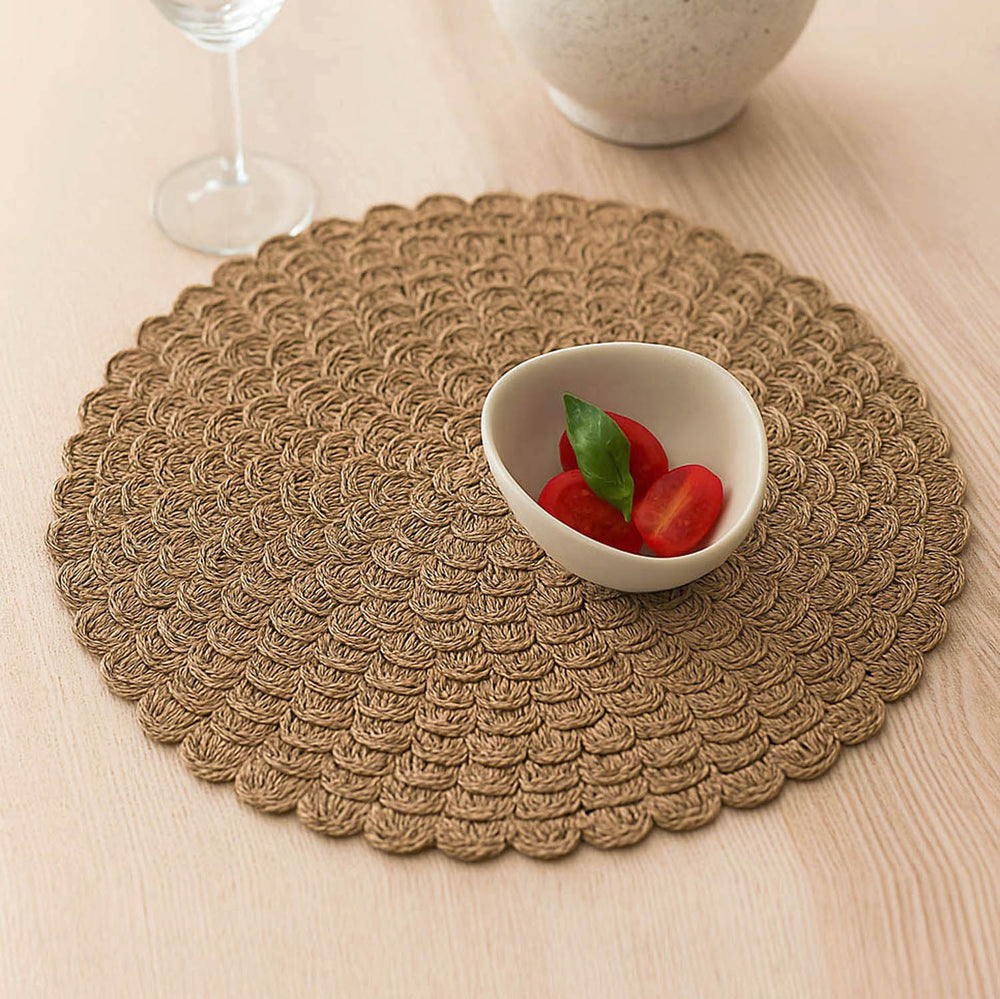 Round Weave Set of 4 Table Placemat- Beige