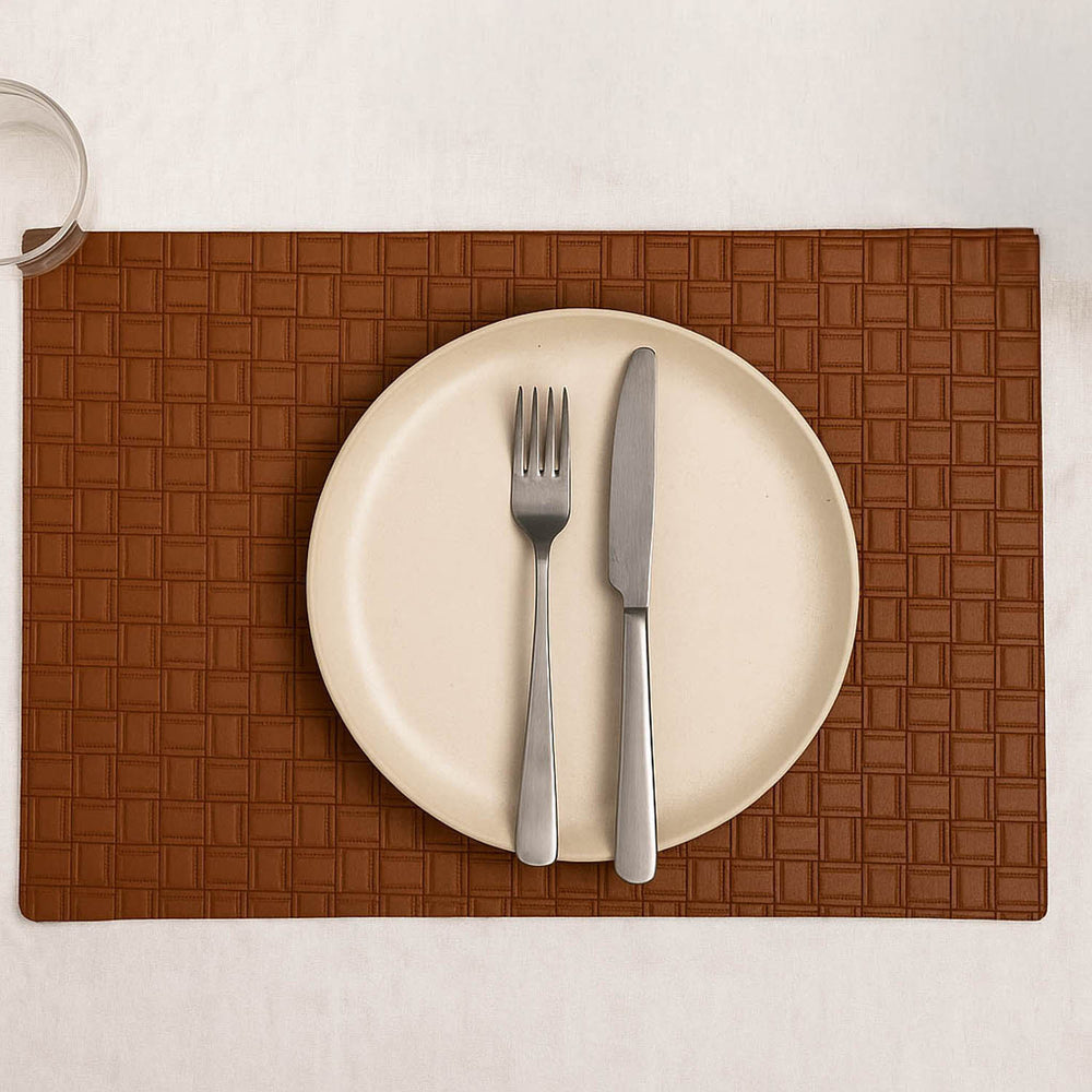 Leather Design Table Placemat Set of 4- Brown