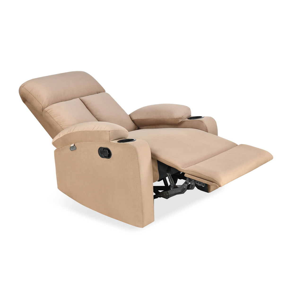 Lazio 1 Seater Manual Recliner with Cup Stand- Sand Brown