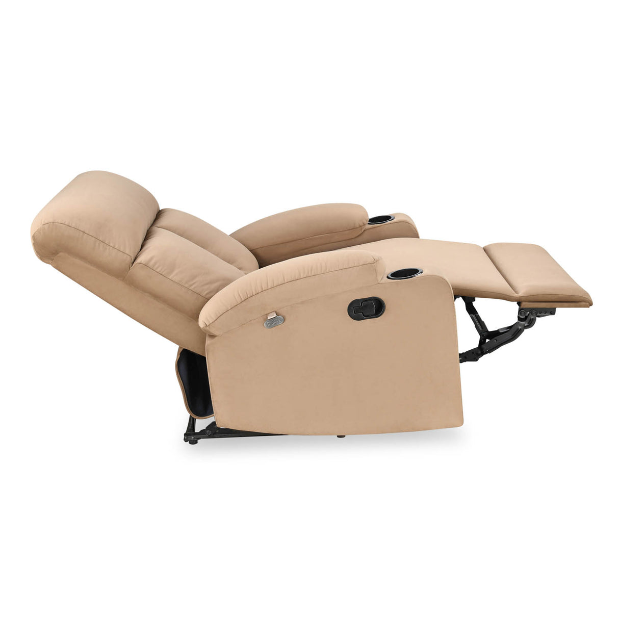Lazio 1 Seater Manual Recliner with Cup Stand- Sand Brown