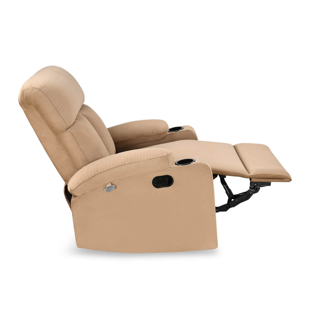 Lazio 1 Seater Manual Recliner with Cup Stand- Sand Brown