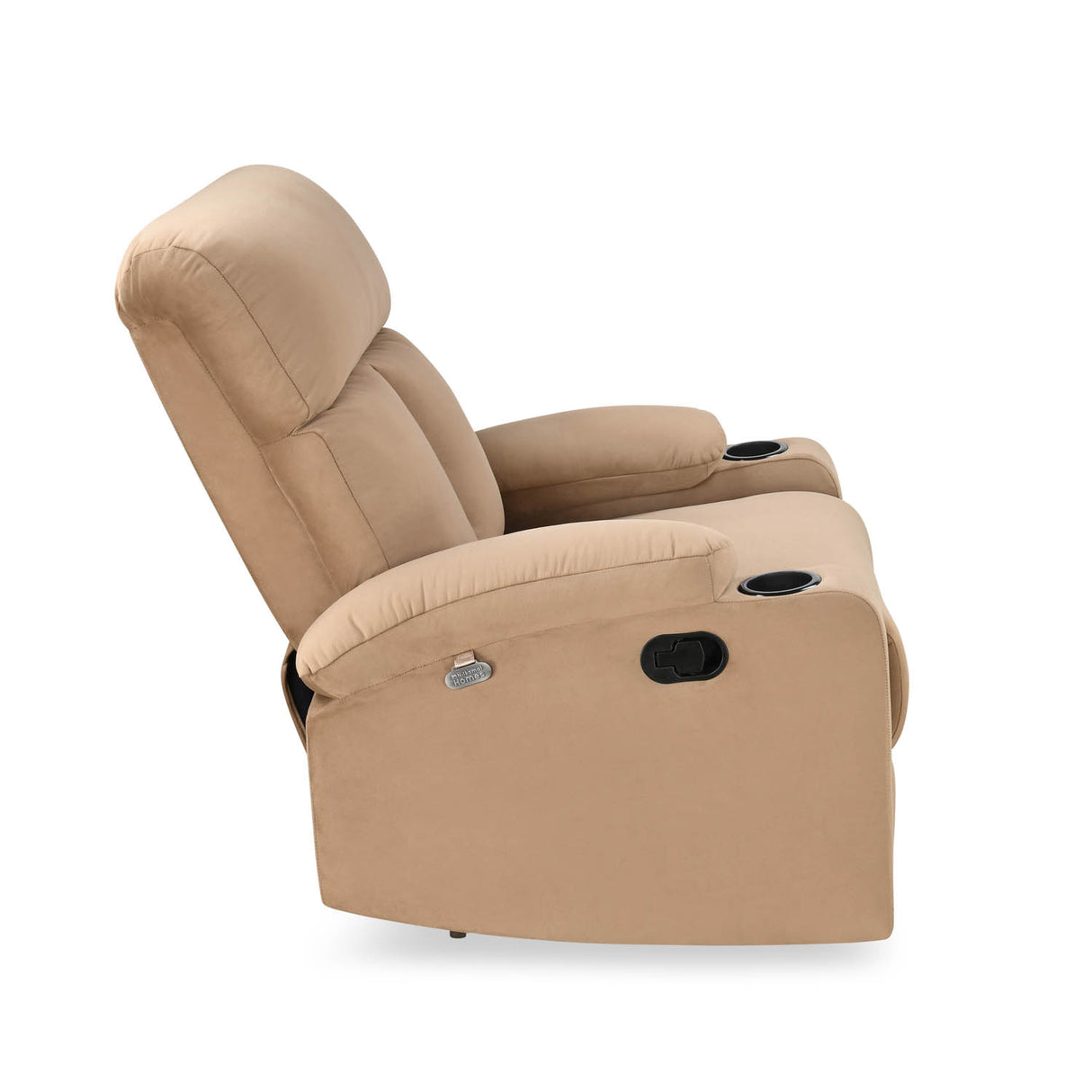 Lazio 1 Seater Manual Recliner with Cup Stand- Sand Brown