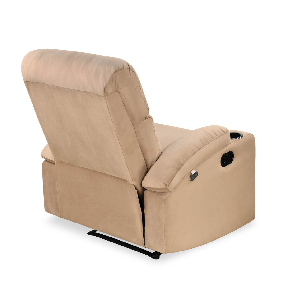 Lazio 1 Seater Manual Recliner with Cup Stand- Sand Brown
