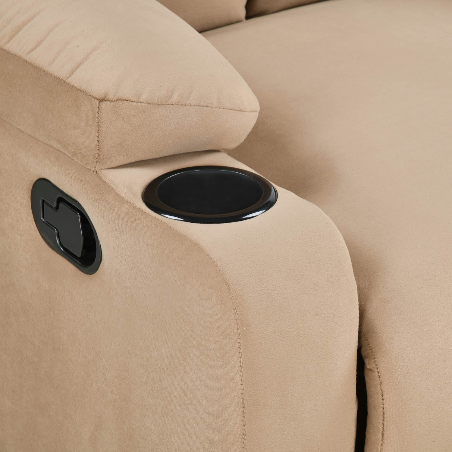 Lazio 1 Seater Manual Recliner with Cup Stand- Sand Brown
