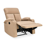 Lazio 1 Seater Manual Recliner with Cup Stand- Sand Brown