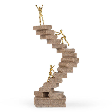 Book Staircase Decorative Polyresin Showpiece- Sand & Gold