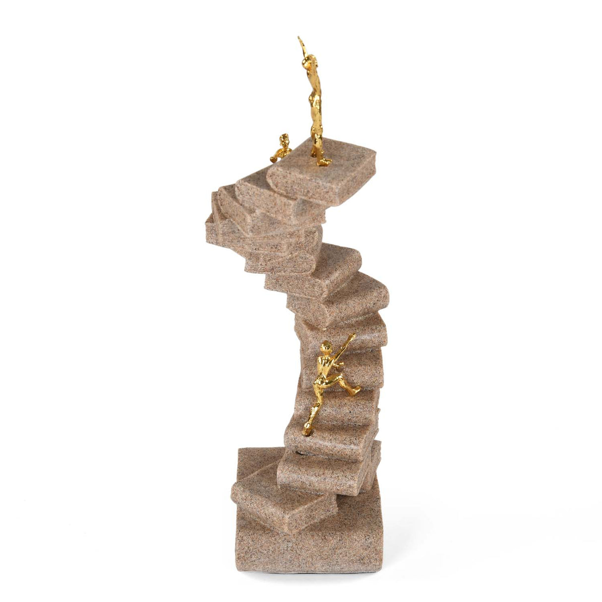 Book Staircase Decorative Polyresin Showpiece- Sand & Gold
