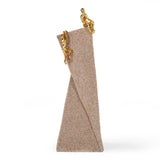 Figures On Polygon Decorative Polyresin Showpiece- Sand & Gold