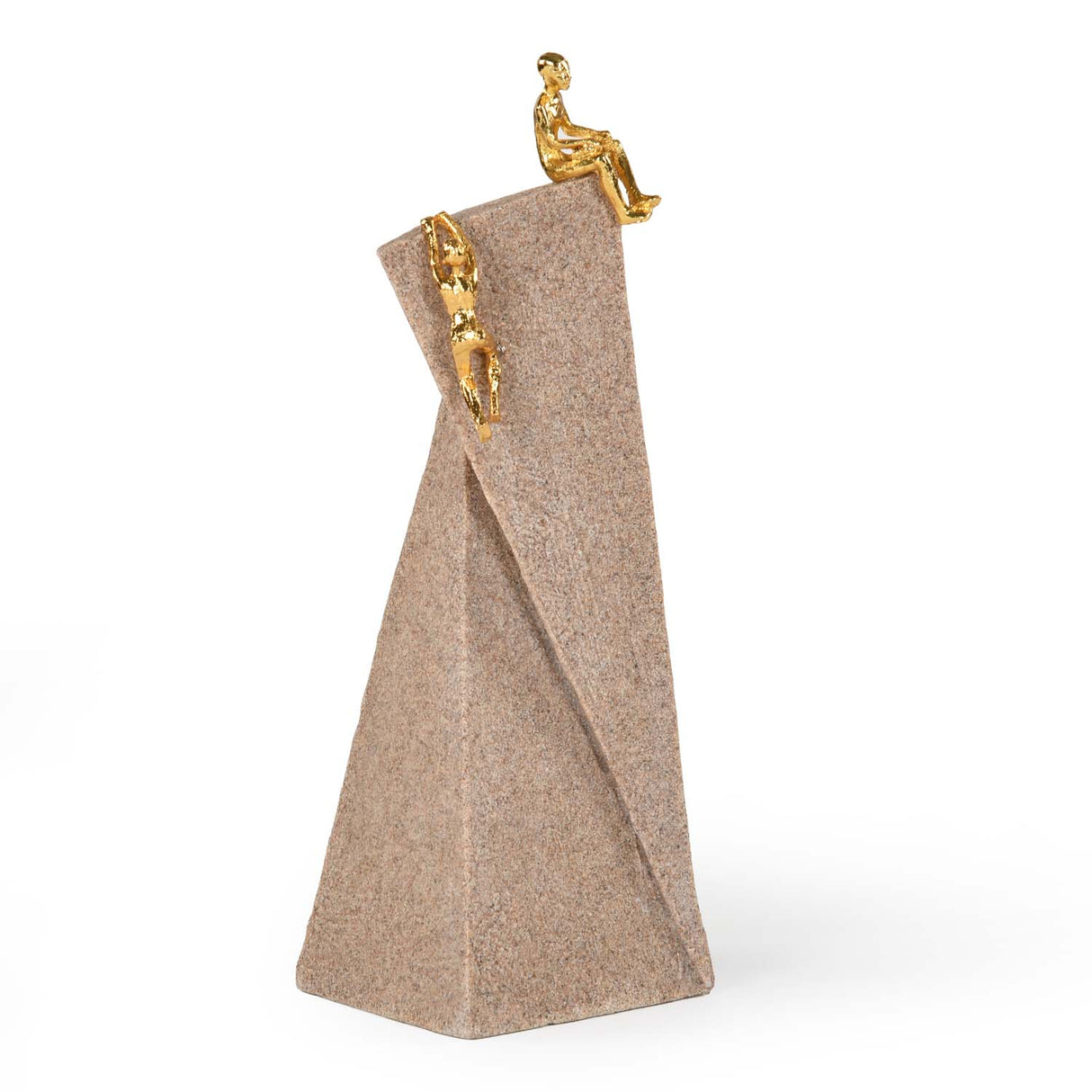 Figures On Polygon Decorative Polyresin Showpiece- Sand & Gold