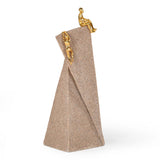 Figures On Polygon Decorative Polyresin Showpiece- Sand & Gold