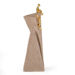 Figures On Polygon Decorative Polyresin Showpiece- Sand & Gold