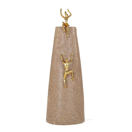 Climbing Figures Decorative Polyresin Showpiece- Sand & Gold