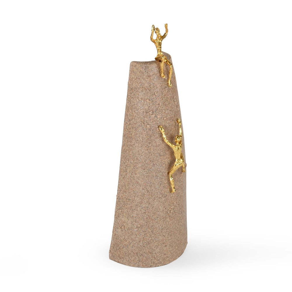 Climbing Figures Decorative Polyresin Showpiece- Sand & Gold