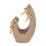 Climbing Figures Decorative Polyresin Showpiece- Sand & Gold