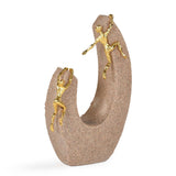 Climbing Figures Decorative Polyresin Showpiece- Sand & Gold