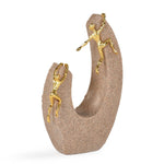Climbing Figures Decorative Polyresin Showpiece- Sand & Gold