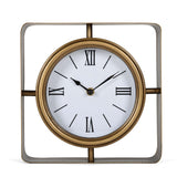 Square Frame Metal Table Clock- Gold & White