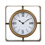 Square Frame Metal Table Clock- Gold & White