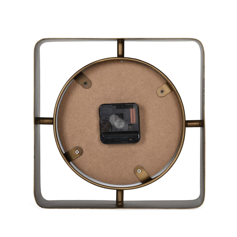 Square Frame Metal Table Clock- Gold & White