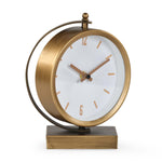 C-Shaped Stand Metal Table Clock- Gold & White