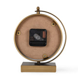 C-Shaped Stand Metal Table Clock- Gold & White