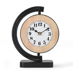 C-Shaped Stand Metal & MDF Table Clock- Gold & Black