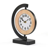 C-Shaped Stand Metal & MDF Table Clock- Gold & Black