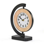 C-Shaped Stand Metal & MDF Table Clock- Gold & Black