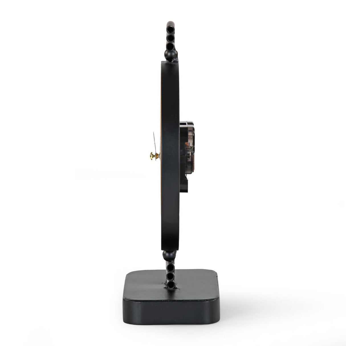 C-Shaped Stand Metal & MDF Table Clock- Gold & Black