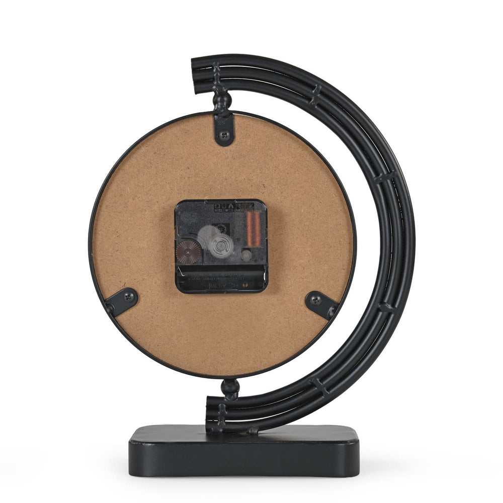 C-Shaped Stand Metal & MDF Table Clock- Gold & Black