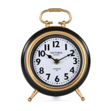 Classic Round Metal Table Clock- Gold & Black