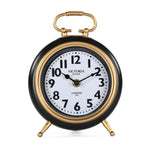 Classic Round Metal Table Clock- Gold & Black