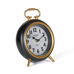 Classic Round Metal Table Clock- Gold & Black