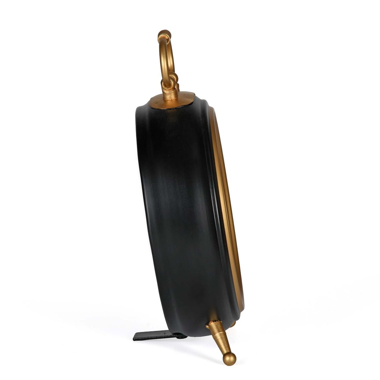 Classic Round Metal Table Clock- Gold & Black