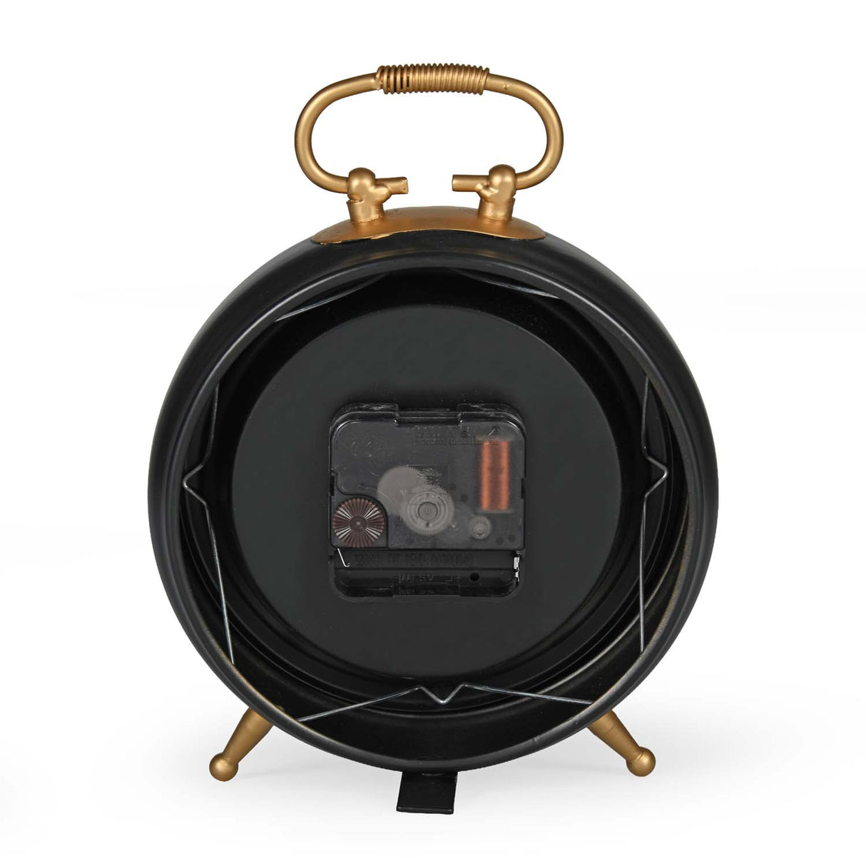 Classic Round Metal Table Clock- Gold & Black