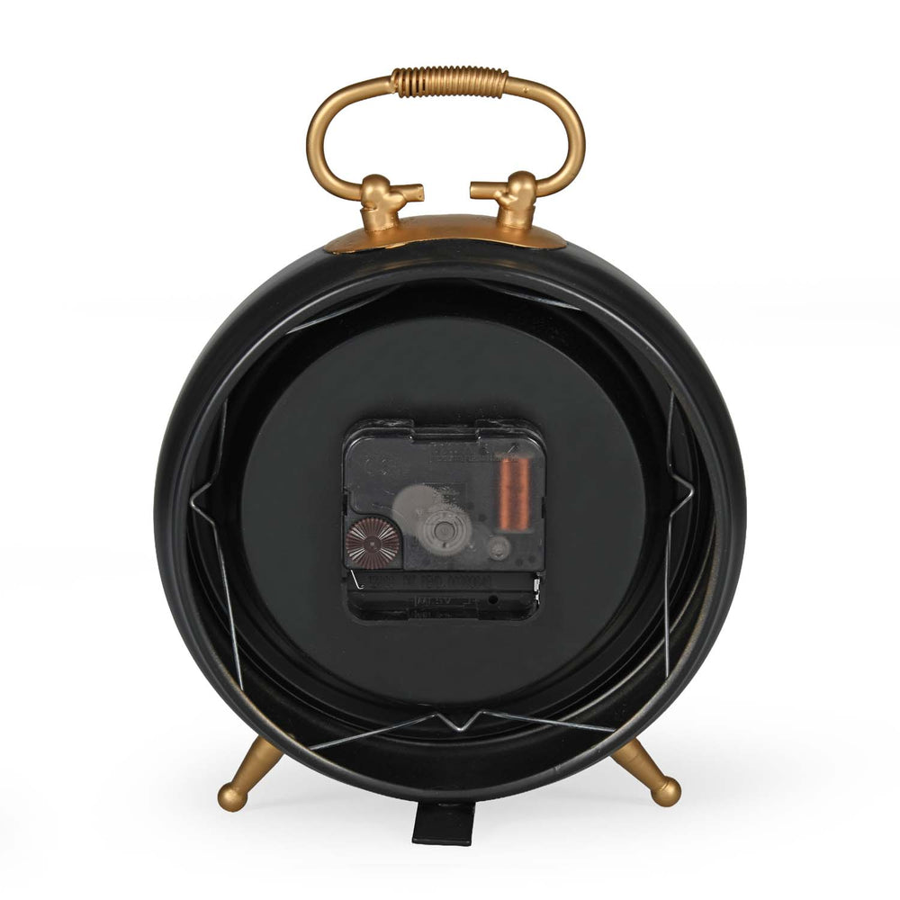 Classic Round Metal Table Clock- Gold & Black