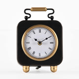 Classic Square Metal Table Clock- Gold & Black