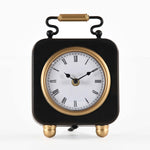 Classic Square Metal Table Clock- Gold & Black