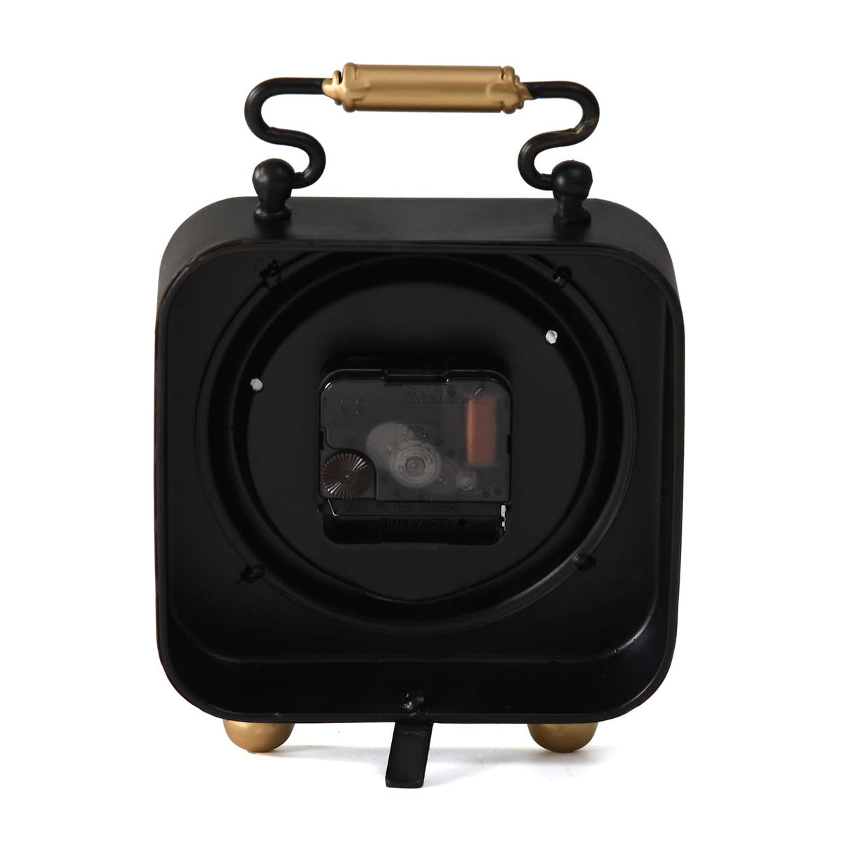 Classic Square Metal Table Clock- Gold & Black