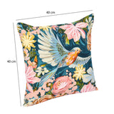Blooming Bird Cotton Cushion Cover- Multicolor