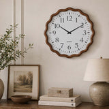Scalloped Edge Wooden Wall Clock- Beige