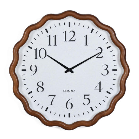 Scalloped Edge Wooden Wall Clock- Beige