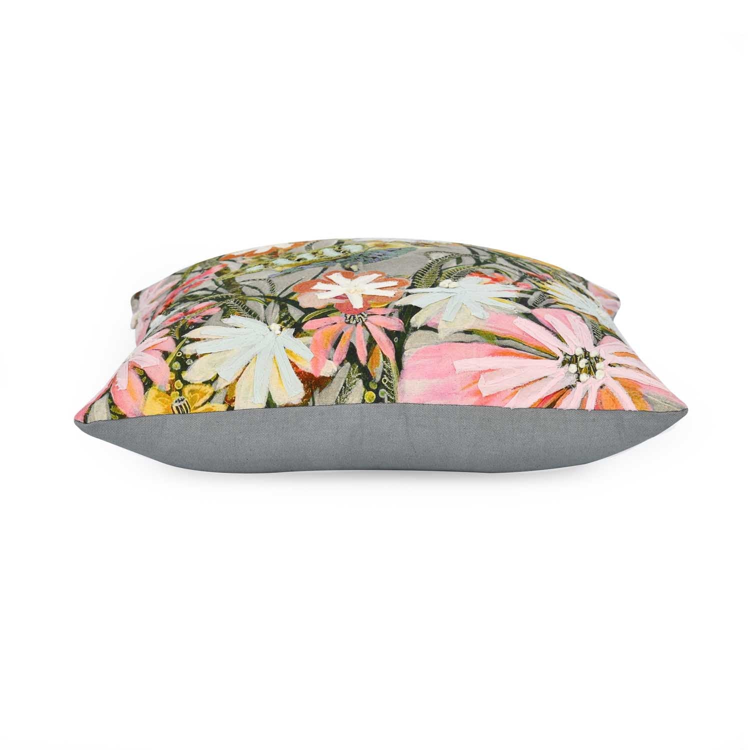 Floral Birds Cotton Cushion Cover- Multicolor