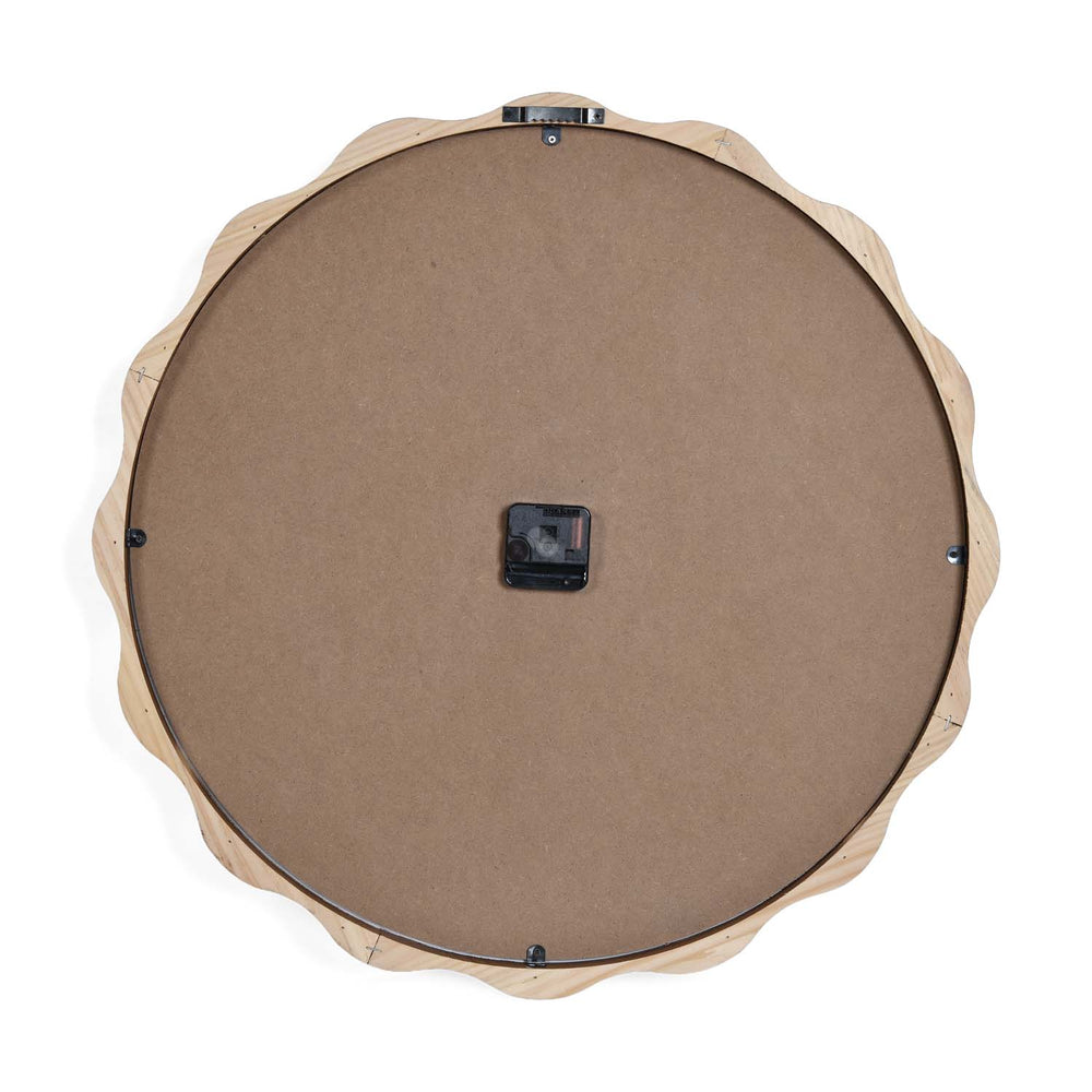 Scalloped Edge Wooden Wall Clock- Beige