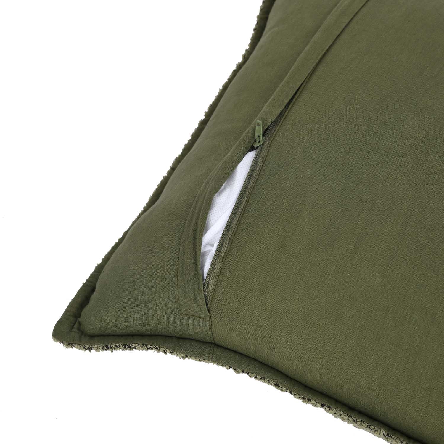 Boucle Fabric Cushion Cover- Green