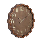 Wavy Edge Wooden Wall Clock- Brown
